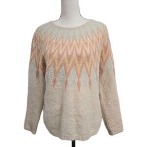 Bartolini Chevron Alpaca Mohair Blend Crewneck Sweater Women’s L Made In Italy